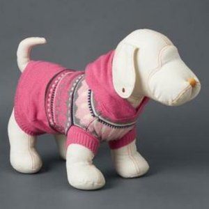 Gap NWT Pink Fair Isle Hoody Puppy Dog Sweater M/L 25-50 Lbs.